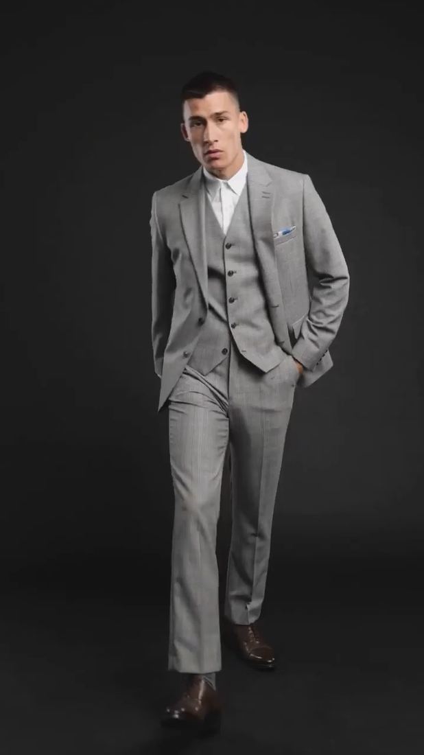 Grey three-piece suit